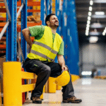 Vacuum tube lifter lifting boxes in a warehouse line