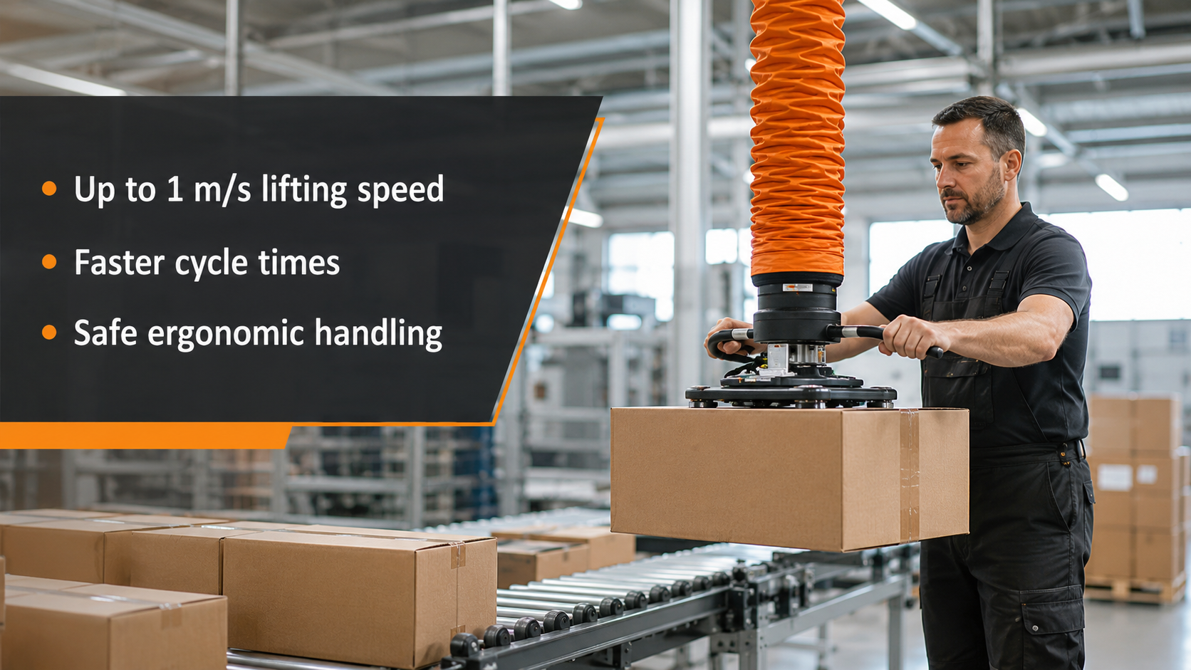 maximum lifting speed of vacuum tube lifters in industrial handling